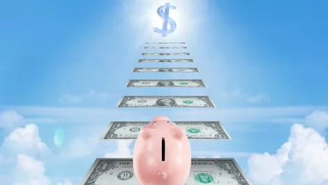 Piggy bank stairs cloud