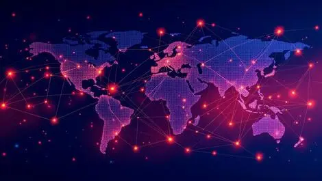 Abstract global network expansion carrier partnerships ai neural patterns asia africa europe modern vivid connectivity