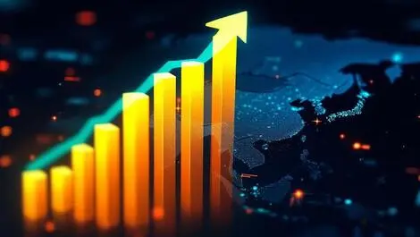 Digital illustration upward bar graph asia pacific ai investment comparison