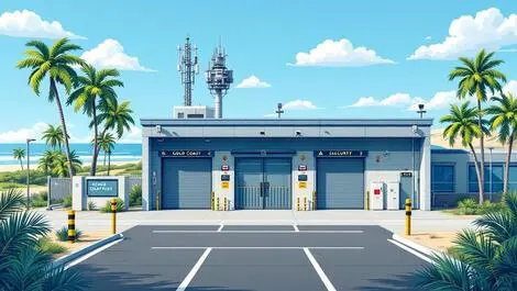 Realistic secure facility building gold coast australia security gates cameras