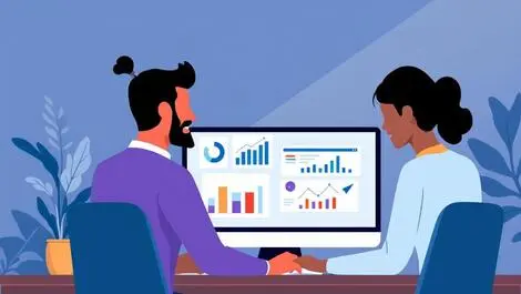 Financial advisor customer reviewing life insurance plans office charts graphs