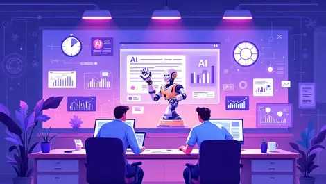 Students collaborating robotic arm ai data modern classroom business integration