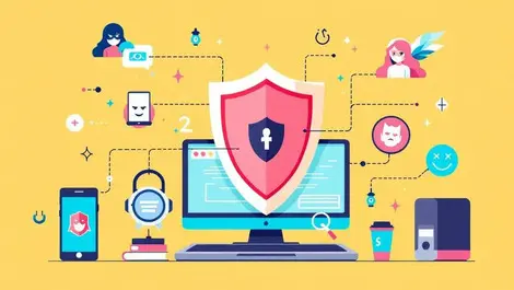 Digital shield protecting smartphone laptop desktop against phishing threats