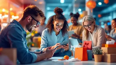 Australian shoppers online shopping smartphones laptops shopping bags parcels major sales