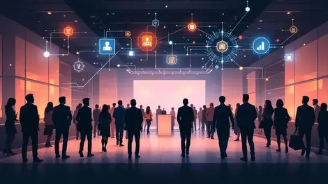 Ai personalised conference attendees with data flows illustration