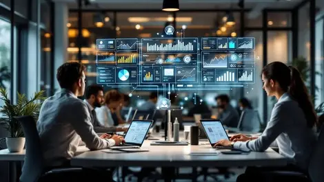 Modern accountants ai automated finance dashboards workflow scene