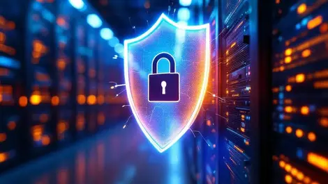 Cinematic data center night firewall crack ransomware attack icon