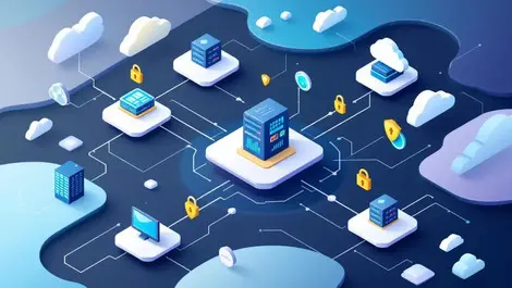 Isometric modern data center unified network governance security
